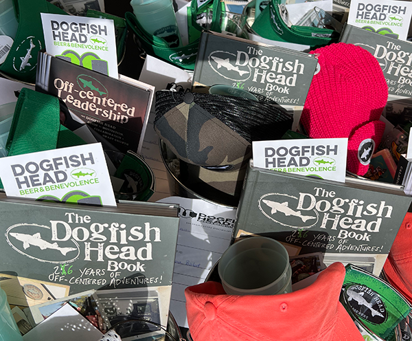 Benevolence Buckets for fundraising events stuffed with Dogfish Head swag for fundraisers