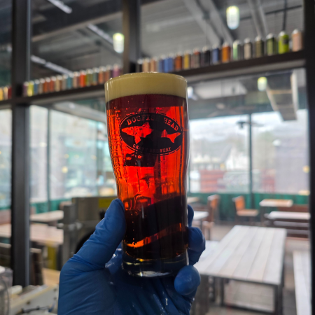 Dogfish Head beer Fearless Hazel in a pint glass