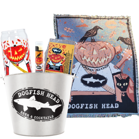 Includes: 1 Logo Ice Bucket, 1 Punkin Ale Lip Balm, 1 Punkin Soap, 1 Punkin Can Glass, 1 Punkin Ale Blanket