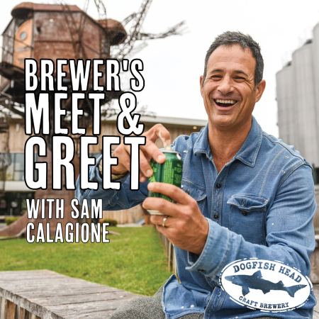 Dogfish Head Brewer & Founder Sam Calagione opening a beer at our Milton Brewery